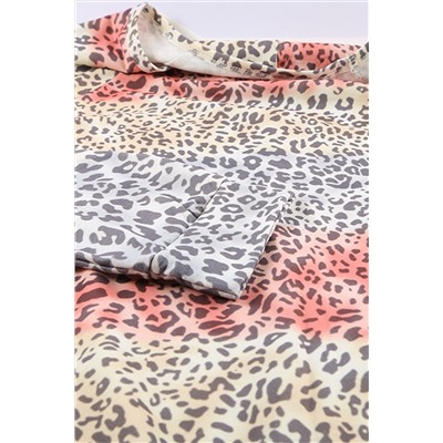 Разноцветный полосатый пуловер с леопардовым принтом