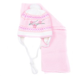 Шапка детская (с шарфом) 45620.2 (бело-розовый)