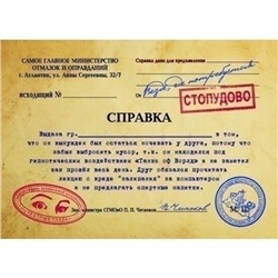 95007 Комплект справок Ночевал у друга 10 шт.