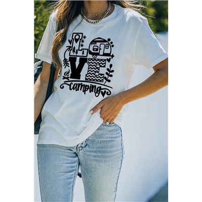 White LOVE Camping Graphic T-shirt