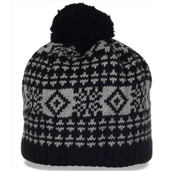 Теплая и удобная мужская шапка мелкой вязки. Модный головной убор, незаменимый для ценителей активного образа жизни №4082