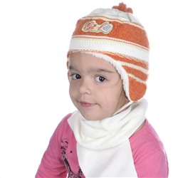 Комплект шапка шарф, детский 45615.25 (бело-оранжевый)