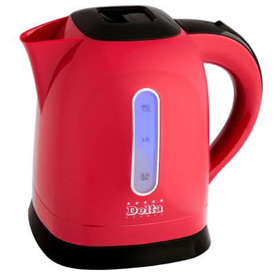 Чайник электрический 1,5л DELTA DL-1005 красный
