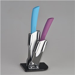 Набор керамических ножей на подставке 2 шт, 3, 5, цветная ручка, СВ-35