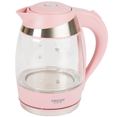 Чайник электрический 1,8л DELTA LUX DL-1012 розовый