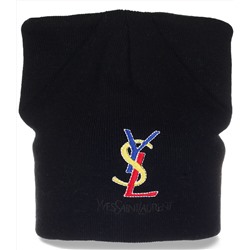 Непритязательная черная женская шапка Yves Saint Laurent популярная привлекательная модель  №4945
