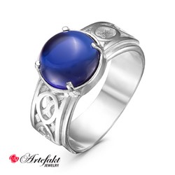 Мужское кольцо  из серебра 925 пробы с синим фианитом - 330