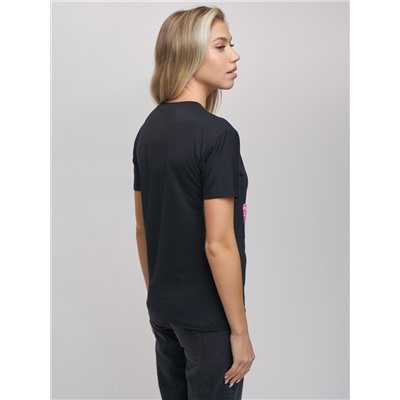 Женские футболки с принтом черного цвета 1681Ch