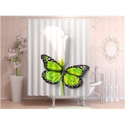 Фотоштора для ванной Зеленая бабочка