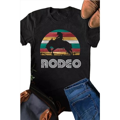 Black Rodeo Graphic Print Short Sleeve Graphic Tee