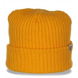 Неординарная женская шапка ребристой вязки с отворотом идеальный повседневный вариант  №4901