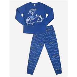 Пижама для мальчика Crockid К 1532 темный джинс + акулы