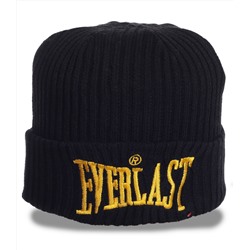 Брендовая черная шапка Everlast - недорогой новомодный аксессуар стильного вида №4213
