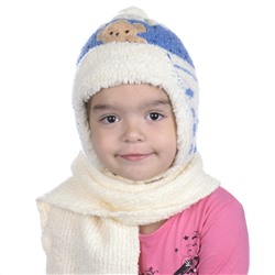 Комплект шапка шарф, детский 45615 (кремово-синий)