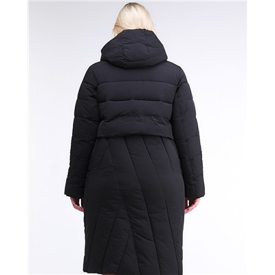 Женская зимняя классика куртка с капюшоном черного цвета 191949_01Ch