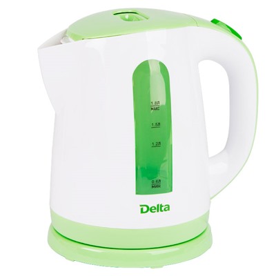 Чайник электрический 1,8л DELTA DL-1326 белый с зеленым (Р)