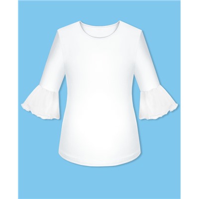 Джемпер (блузка) для девочки с воланами,белый 84095-ДШ22