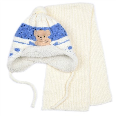 Комплект шапка шарф, детский 45615 (кремово-синий)