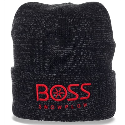 Топовая демисезонная мужская шапочка с отворотом от Boss №4682