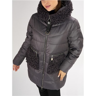 Куртка зимняя big size темно-серого цвета 72180TC