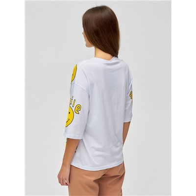 Женские футболки с надписями белого цвета 76028Bl