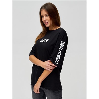 Женские футболки с надписями черного цвета 76017Ch