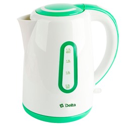 Чайник электрический 1,7л DELTA DL-1080 белый с зеленым (Р)