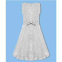 Белое платье в горошек для девочки 77394-ДЛ16
