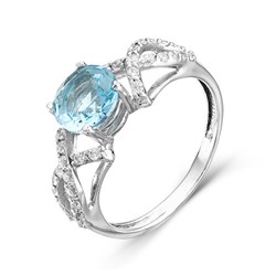 Серебряное кольцо  925 пробы с голубыми фианитами - 134