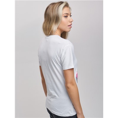 Женские футболки с принтом белого цвета 1681Bl