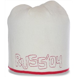 Белоснежная шапка бини RUSS' 04. Молодежная востребованная модель для занятий спортом  №5048