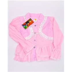 Рубашка детская однотонная с кружевной отделкой арт. 284918