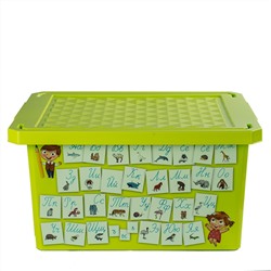 Ящик для хранения игрушек Обучайка Азбука 17л 1023 салатовый №55