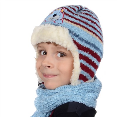 Комплект шапка шарф, детский 45615.12 (сине-красный)