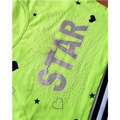 Полосатое платье + топ со стразами “Star” (6592)
