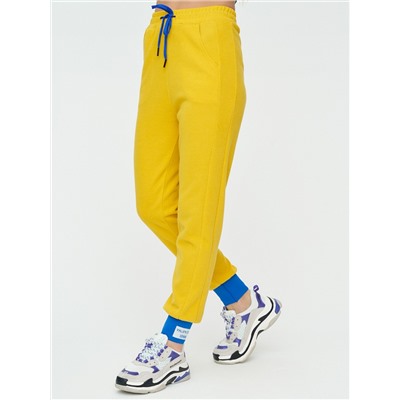 Спортивные брюки женские желтого цвета 1307J