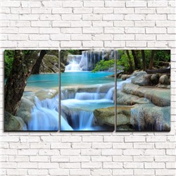 Модульная картина Лесной водопад 3-1