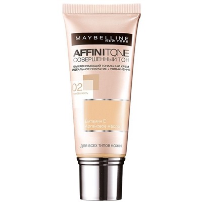 Тональный крем Maybelline Affinitone Vitamin E Совершенный тон, тон 02, слоновая кость.