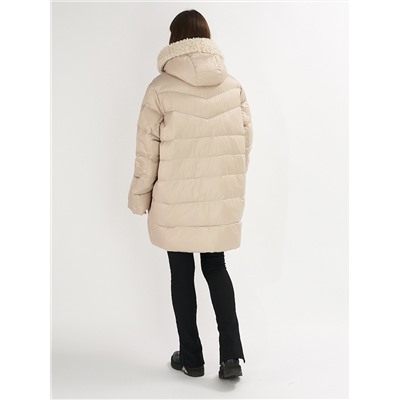 Куртка зимняя big size бежевого цвета 72180B