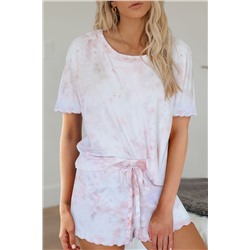 Розовый пижамный комплект: футболка + шорты