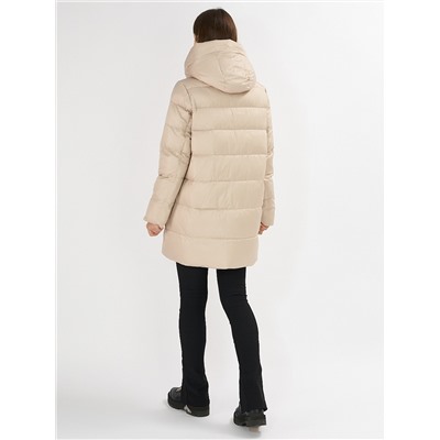 Куртка зимняя big size бежевого цвета 7519B