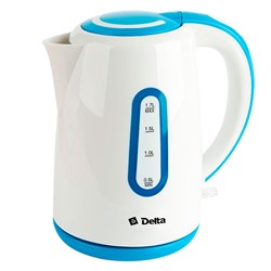 Чайник электрический 1,7л DELTA DL-1080 белый с голубым (Р)