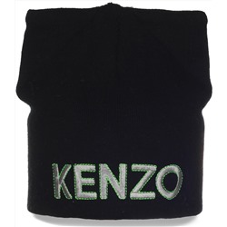 Черная стильная женская шапка Kenzo с ушками изящная модная теплая удобная модель  №4905