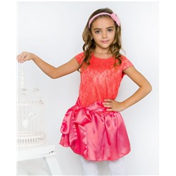 Нарядное коралловое платье для девочки 78204-ДН16