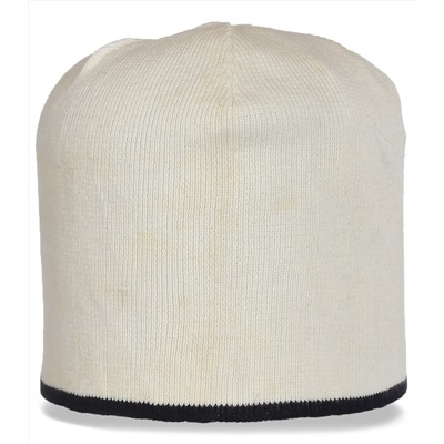 Белоснежная трикотажная шапка бини - приобретайте сейчас комфорт и качество по лучшей цене! Количество ограничено №5154