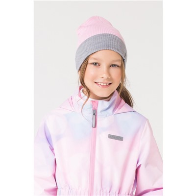 Шапка для девочки Crockid КВ 20130 светло-серый меланж, нежно-розовый