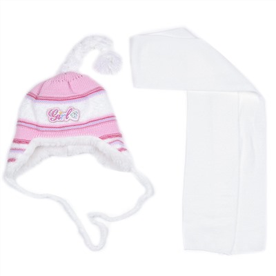 Комплект шапка шарф, детский 45615.24 (розово-белый)