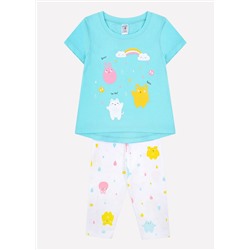 Пижама для девочки Crockid К 1551 аквамарин + дождик на белом