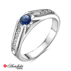 Серебряное кольцо 925 пробы с синими фианитами  - 151