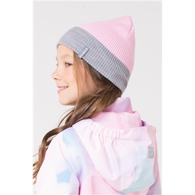 Шапка для девочки Crockid КВ 20130 светло-серый меланж, нежно-розовый